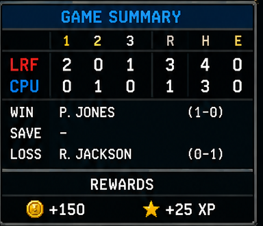 Game summary and rewards
